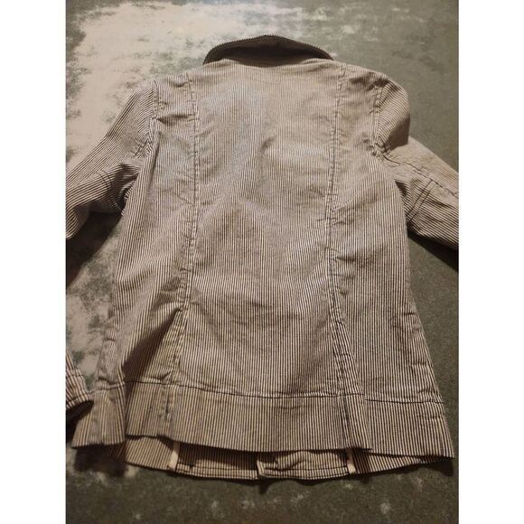 NILI LOTAN Cotton Striped Moto Zipper Jacket sz 6 - Picture 6 of 6